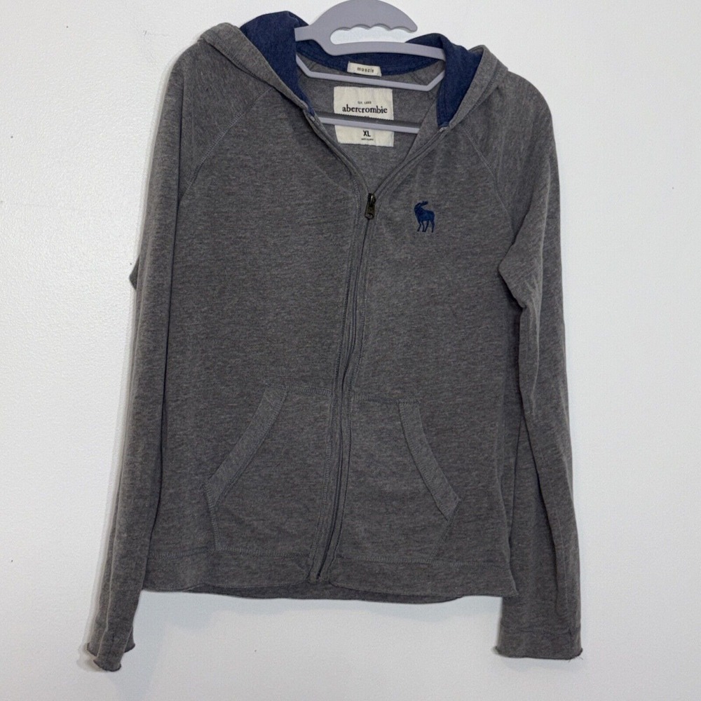 Abercrombie Kids Hoodie Sweatshirt‎ Kids XL Youth 14/16 Gray Full Zip Up Jacket